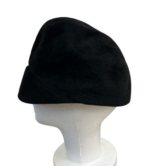 Nancy Eileen Peach Bloom Merrimac Body Imported Fur Vintage Black Cloche Hat - Picture 6 of 7